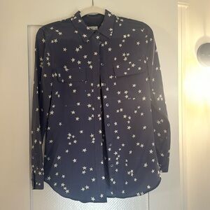 Equipment silk blouse blue with taupe stars